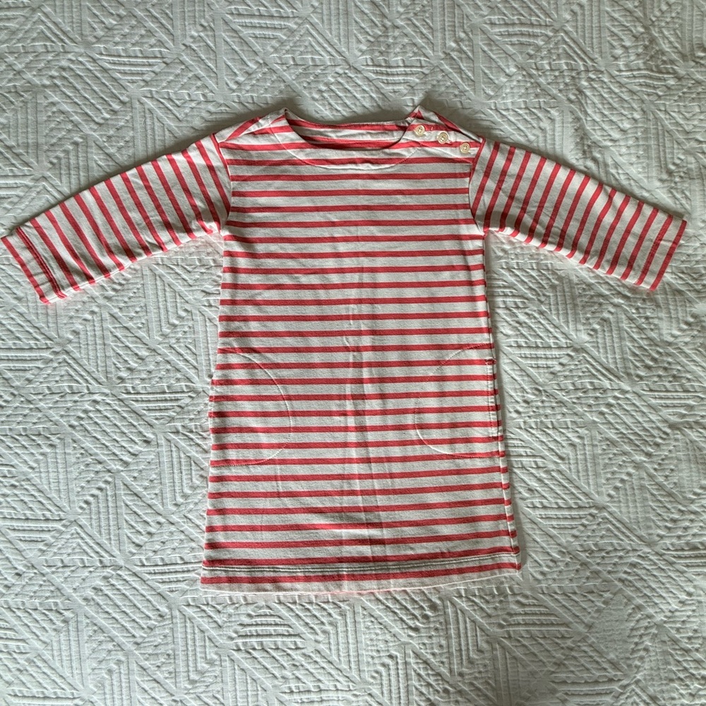 Primary Striped Pink & White Girls Long Sleeve Dress